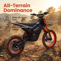 Moto électrique à transmission intermédiaire haute vitesse, puissance de pointe de 5000 W, modèle adulte, moto tout-terrain électrique 60 V/72 V