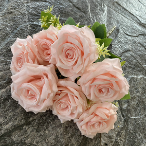 Nouveauté 2026 : Bouquets de roses parisiennes réalistes à 7 tiges en tissu brossé pour la décoration florale de la maison, des hôtels et des mariages - Product Image 3