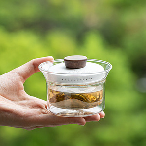 Gaiwan en verre Yuanshan, haute teneur en borosilicate, résistant à la chaleur, avec couvercle, bol à thé portable pour le thé Kung Fu - Product Image 1