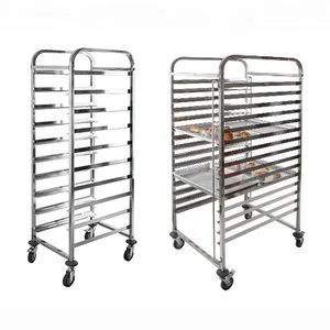 Wholesale Hot Sale Design Tray GN Pan Trolley Commercial Kitchen Rack Stainless Steel Single Double Line Baker Trolley