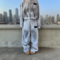 Ensemble survêtement homme personnalisé surdimensionné, sweat-shirt et pantalon de survêtement vintage délavé, streetwear pour homme