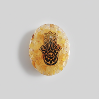 Agate jaune naturelle faite à la main pyramide Aventurine Hamsa symbole Chakra guérison Feng Shui orgone mascotte pierre semi-précieuse artisanat