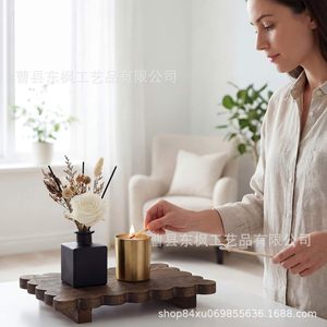 Wooden Aromatherapy Display <b>Rack</b> Irregular Shape Vintage Color Self Drain Soap <b>Dish</b> Household Storage Tray - Product Image 2