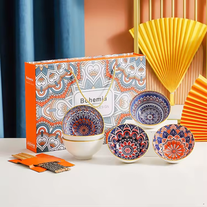 Set di ciotole in ceramica con prodotti caldi set di stoviglie bohémien stampate, regali e arredi per la casa - Product Image 2