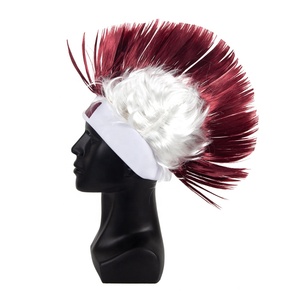 Logotipo personalizado de fábrica, equipo de Qatar, fanáticos del fútbol, sombrero <span class=keywords><strong>Crazy</strong></span> Mohawk, peluca con diadema - Product Image 2