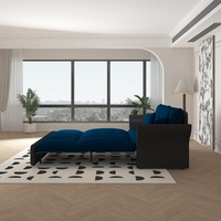 Canapé-lit 3-en-1 en tissu durable, convertible, moderne, pour la maison, l'hôtel, l'appartement, en velours, bleu