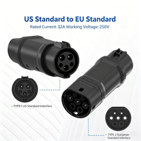 Adaptor Tipe 1 ke Tipe 2 Grosir Adaptor Pengisian Daya EV Tipe 1 ke Tipe 2 32A 250V Konverter SAE J1772 ke IEC 62196