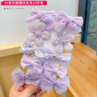 Kustom 10 buah/tas anak warna-warni kain jepit rambut Super lucu busur bunga dekorasi rambut paduan manis kartun jepit rambut untuk anak perempuan
