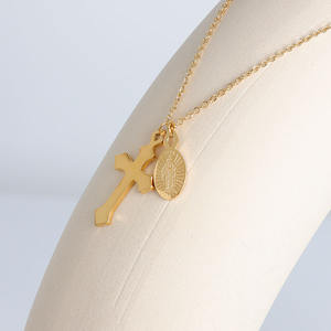 종교 기독교 보석 스테인레스 스틸 18k 금도금 성모 마리아 예수 십자가 십자가 펜던트 목걸이 - Product Image 4
