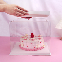 Boîte à Gâteaux en Plastique PET Transparent Clair En Gros 6 8 10 Pouces Carrée Haute Qualité Alimentaire pour Mariage Anniversaire Emballage de Pâtisserie