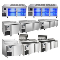 Table de préparation en acier inoxydable de bonne qualité, banc congélateur, réfrigérateur de préparation de pizzas, refroidissement par air, 3 portes, commande numérique, dégivrage automatique