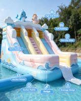Toboggan gonflable commercial Dolphin pour enfants, toboggan gonflable extérieur pour location événementielle, anniversaires et fêtes en extérieur