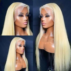 Wholesale Price Dropshipping Hot Sale Platinum Blonde <b>Long</b> Straight Human Hair Lace Front <b>Wig</b> Easy Wear Fashion Trendy <b>Wig</b> - Product Image 2