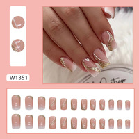 Prix de gros 24 pièces/boîte Faux ongles en acrylique de haute qualité, couvrance totale, forme amande, courts, à presser, taille petite, 3D