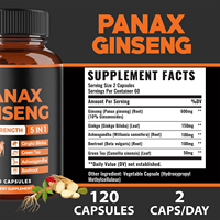 Complément de Ginseng Panax Extra Fort à Marque Blanche, 600mg avec 10 Ginsenosides pour l'Énergie, la Concentration et le Soulagement du Stress - Meilleure Vente