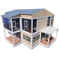 Maison conteneur préfabriquée de luxe à deux étages avec chambre, design moderne, construction durable, tailles 20 et 40 pieds