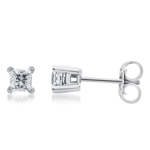 Princess Cut Moissanite Stud <b>Earrings</b> 925 <b>Silver</b> Elegant Screw <b>Back</b> Ear Jewelry for Women Wedding and Daily Wear - Product Image 1