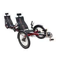 Famille Tricycle couché tandem électrique à 3 roues de 500 watts pour deux personnes avec assistance au pédalage pour les couples