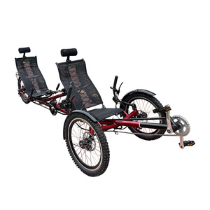 Famille Tricycle <span class=keywords><strong>couché</strong></span> <span class=keywords><strong>tandem</strong></span> électrique à 3 roues de 500 watts pour deux personnes avec assistance au pédalage pour les couples - Product Image 3