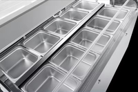 Table de buffet de bonne qualité, comptoir réfrigéré, tables en acier inoxydable, congélateur de cuisine, réfrigérateur de présentation à bas prix pour restaurant