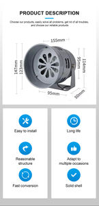 Sirena de Motor para Sistemas de Alarma, 12v15w, Mini Sirena de Motor, 220v Solar, Dc24v, Gris, Salida de Sonido de 120db, 110db, Ms 290 - Product Image 4
