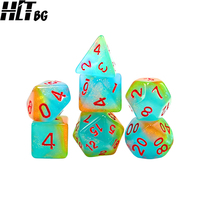 Set Dadu DND 7 Buah Dadu RPG Akrilik Polihedral Logo Kustom Dadu Sudut Persegi Grosir Produsen OEM