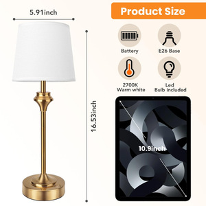Lámpara de Mesa Metálica Dorada, LED con Alimentación USB, Regulable, CA 110-240V, para Decoración de Dormitorio, Hotel, Restaurante - Product Image 4