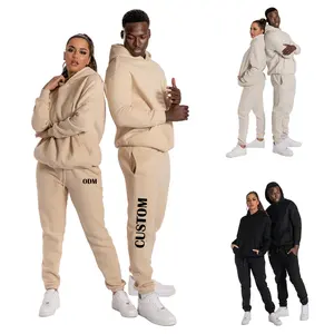 Customized unisex tracksuit thick hooded sweatshirt heavyweight hoodie essentials high quality sweatpants and hoodie set