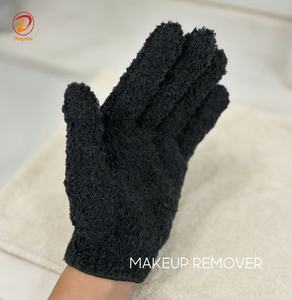 Gants de démaquillage en microfibre avec logo OEM, cinq doigts, super doux, pour le visage et les yeux - Product Image 1