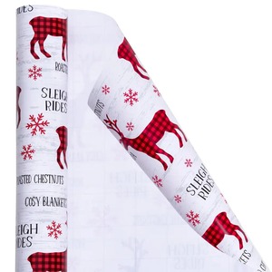 Custom Christmas Reindeer Snowflake Pattern Gift <b>Wrap</b> <b>Paper</b> <b>Roll</b> 100GSM Coated Specialty <b>Paper</b> Eco-Friendly Digital Printing - Product Image 2