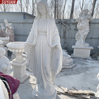 Statue de la Vierge Marie en marbre blanc grandeur nature, sculptée à la main, sculpture religieuse catholique Notre-Dame de Grâce pour la décoration de l'église et du jardin
