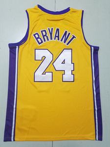Maillots de basket-ball classiques cousus de haute qualité pour hommes, Amérique, 24 <span class=keywords><strong>Bryant</strong></span>, rétro, jaune or, violet, <span class=keywords><strong>noir</strong></span>, 24, avec logo - Product Image 2