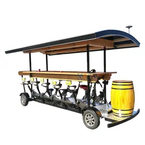 Chariot de bar mobile Véhicule de bus touristique électrique Vélo de fête Pédale Pub Voiture Bière Vélo à vendre