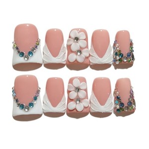 <span class=keywords><strong>Faux</strong></span> <span class=keywords><strong>ongles</strong></span> à presser faits main de style français, longs, en forme de bec de canard, sculptés en 3D, vente en gros - Product Image 5