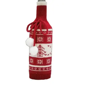 Şarap şenlikli hediye şişe için şişe kapağı takım noel çantası kazak