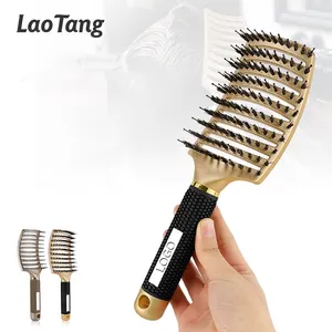Wholesale High Quality Salon Abs Massage Comb Anti-static Heat-resistant Curved Vent Boar Bristle Detangling Hair Combs