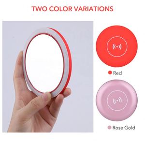 Hailicare Miroir cosmétique circulaire portable à LED, mini miroir de maquillage, 3 niveaux de luminosité réglables, miroir de voyage, charge USB sans fil - Product Image 2