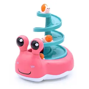 A buon mercato cartoon animal snail railway sliding track set slide slot toy snail rack track gioco di educazione precoce per bambini con 2 colori