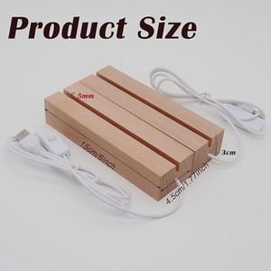 Đế đèn ngủ <span class=keywords><strong>LED</strong></span> hình chữ nhật bằng gỗ, đèn acrylic 3D phát sáng, công tắc USB, bán chạy năm 2025 - Product Image 4