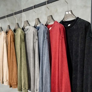 Magliette da Streetwear lunghe in cotone oversize nero Basic con lavaggio acido coreano - Product Image 2
