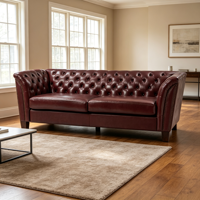 Meubles de salon antiques de luxe, canapé Chesterfield en cuir véritable, canapé haut de gamme pour chambre à coucher, hôtel, bureau