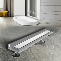 Siphon de douche linéaire invisible de 20 pouces en acier inoxydable 304 moderne, anti-odeur, avec filtre à cheveux, pour cuisine et extérieur