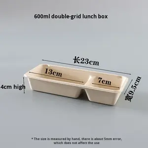 Boîte à lunch jetable de style japonais à trois compartiments, boîte à dessert à deux compartiments, boîte à emporter biodégradable, compatible micro-ondes - Product Image 6