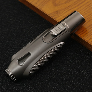 Briquet à double flamme droite au butane avec fenêtre de niveau de carburant visible, torche coupe-vent rechargeable en alliage de zinc pour cadeaux promotionnels en gros - Product Image 6