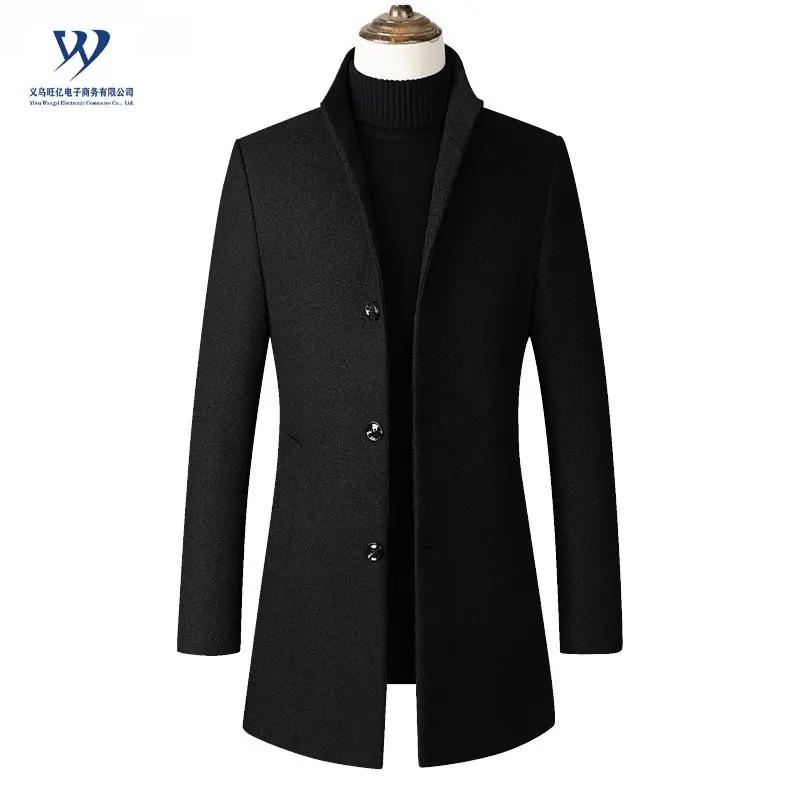 Winter Wool Jacket Men's High-quality Wool Coat casual Slim collar wool coat Men's long cotton collar trench coat Breathable
