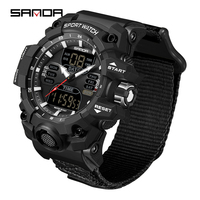 Montre pour homme SANDA 6126, bracelet en nylon, LED, sportive, étanche, montre de luxe haut de gamme, montre numérique pour homme