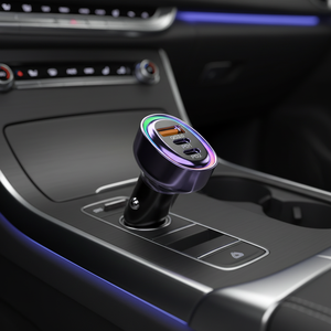 Cargador de coche de carga rápida de 60W, adaptador con dos puertos tipo C, un puerto USB, chip inteligente, diseño antivibraciones, indicador LED, cargador de coche multipuerto STW - Product Image 6