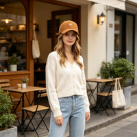 Op maat gemaakte corduroy baseballcap met mini-hart borduursel, zachte dad hat, OEM ODM aangepaste logo voor dagelijks casual gebruik in herfst en winter.