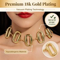Collar de cadena con eslabones de diamantes y dije rectangular grande de moda exagerada ChuYao, chapado en oro de 18k, aleación, joyería con certificación REACH