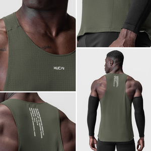 HUCAI Canotta da Corsa per Uomo Personalizzabile con Logo, Traspirante, Riflettente, con Perforazioni Laser per Fitness e <span class=keywords><strong>Palestra</strong></span> - Product Image 2